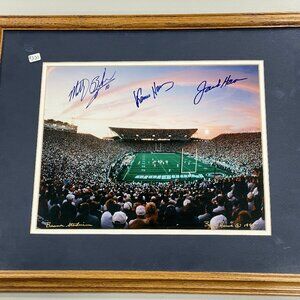 Signed framed 3 signatures Penn State Nittany Lions including Jack Ham autograph